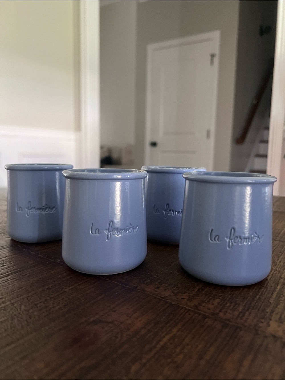 La Fermière Blue Ceramic Yogurt Pots - Set of 4